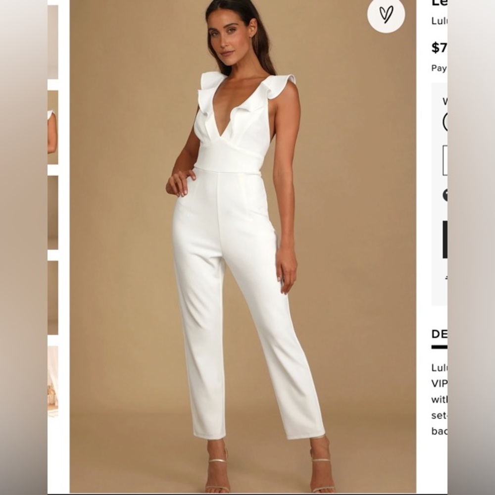 Lulu's Leilani White Ruffled Jumpsuit- XL